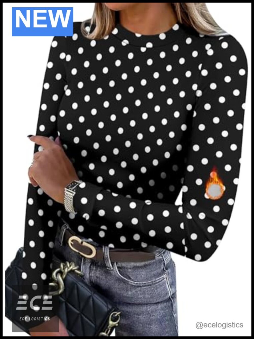 Womens Long Sleeve Thermal Shirt Fleece Mock Neck Slim Fit Tops